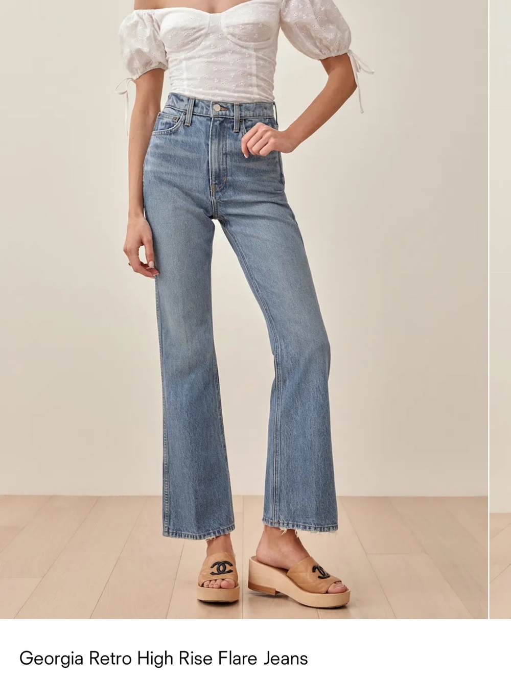 Reformation High-Rise Light Blue Flare Jeans